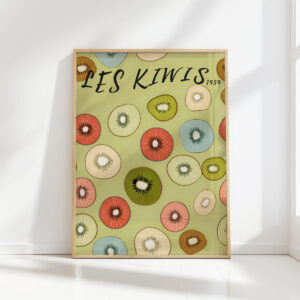colorful kiwi slices art print for modern decor