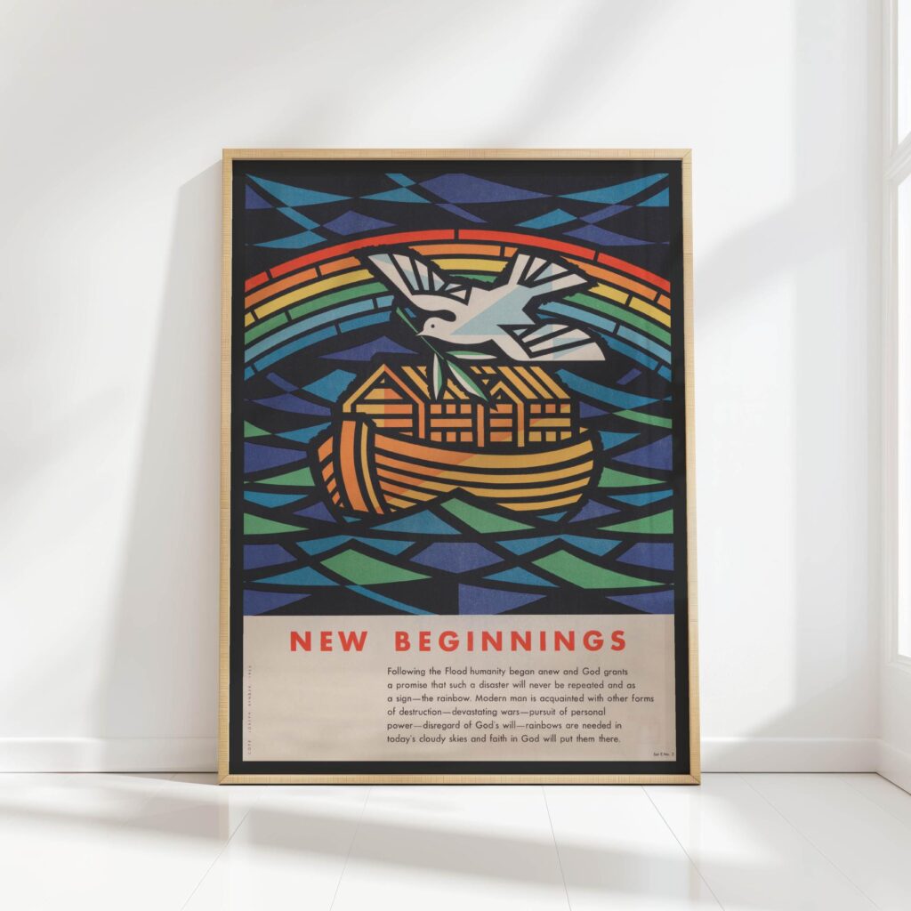 colorful noah ark peace dove art print joseph binder 1962