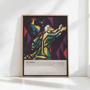 colorful st peter religious art print joseph binder 1962