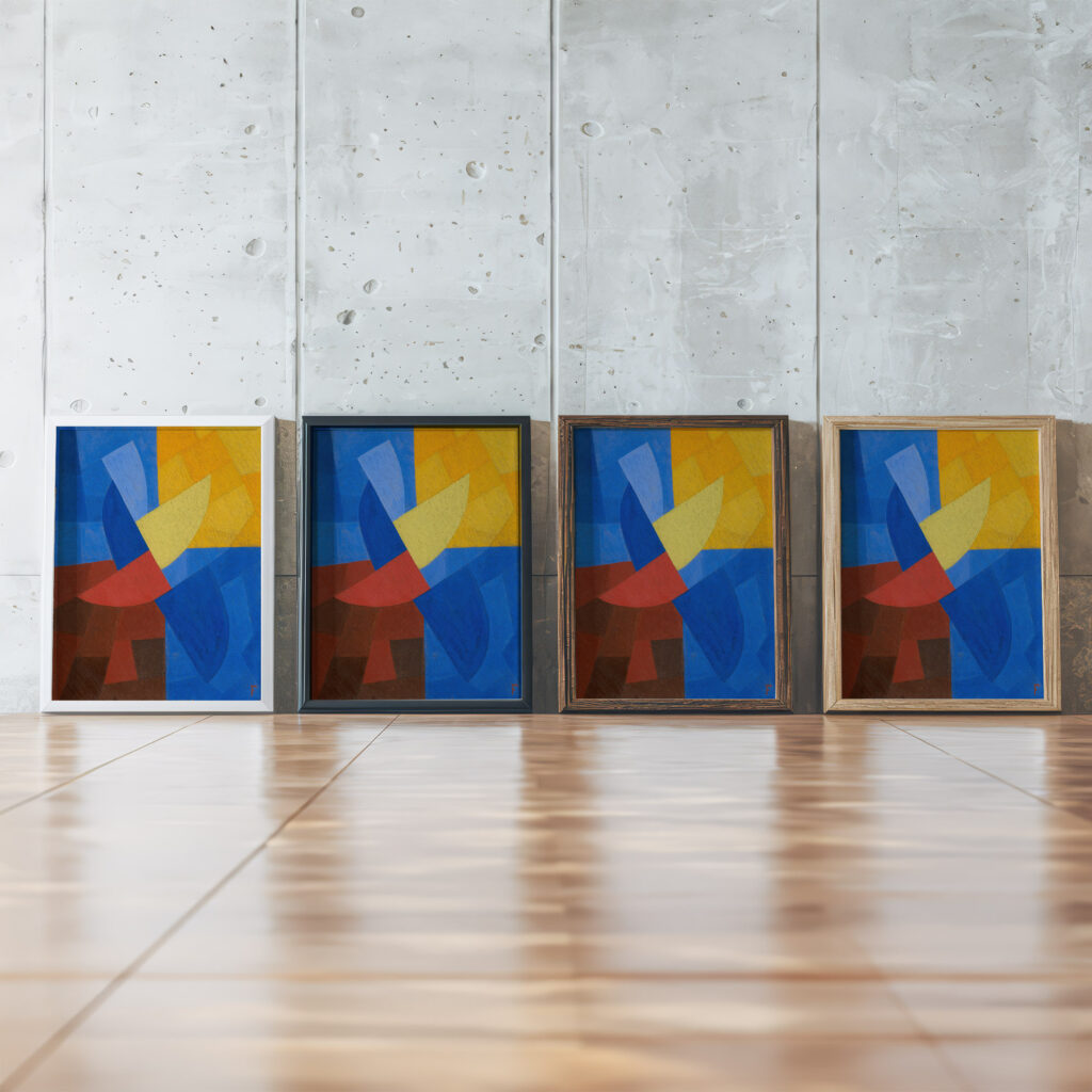 composition around 1932 Otto Freundlich framed posters mockup