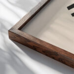 composition around 1938 Otto Freundlich close up dark wood mockup