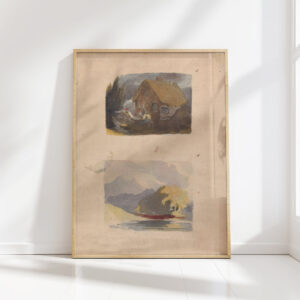 cottage with figures in front no 15 landscape with river and mountains sunshine no 16 thomas sully high quality print