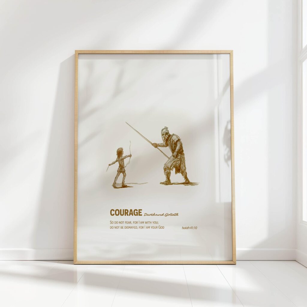 courage david and goliath minimalist christian print