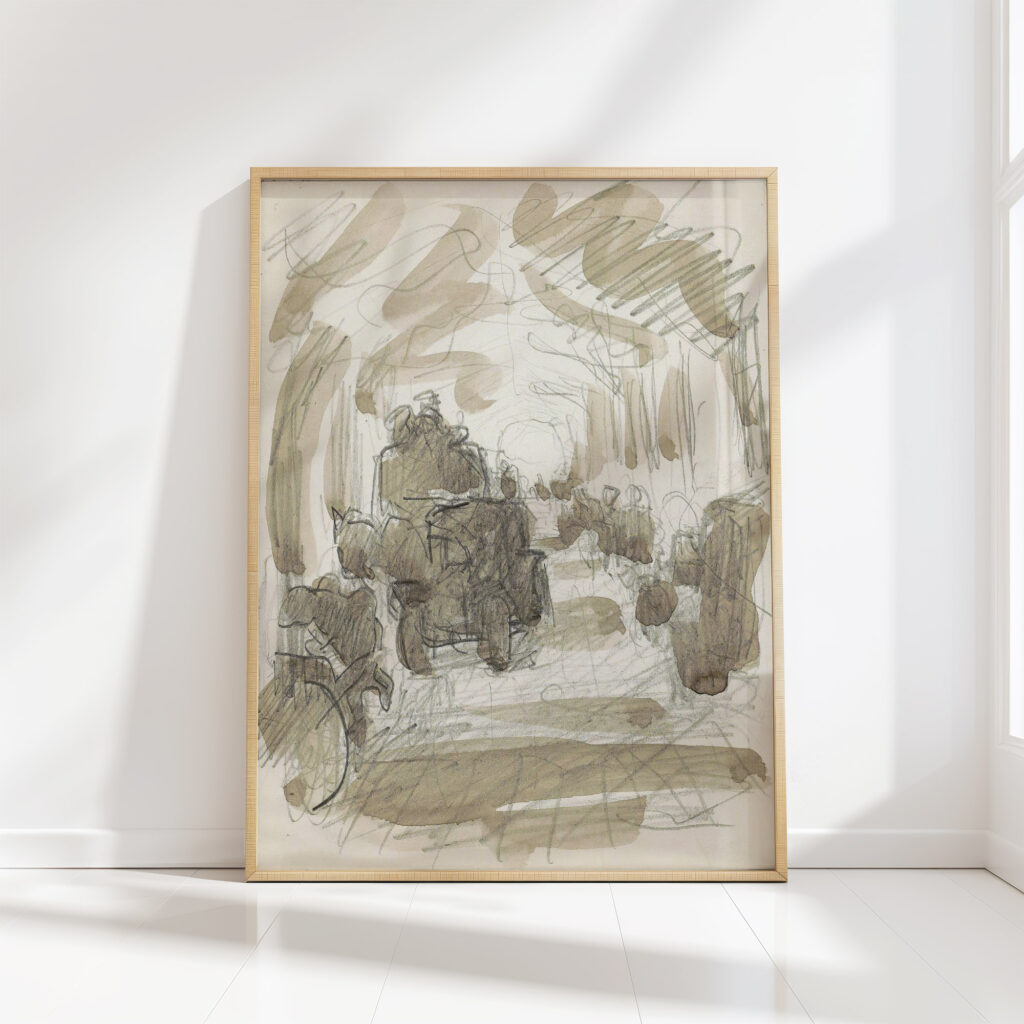 covered gallery with figures and a horse drawn carriage 1906 reijer stolk high quality print