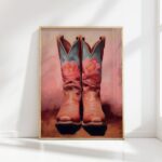 cowgirl boot print preppy wall art