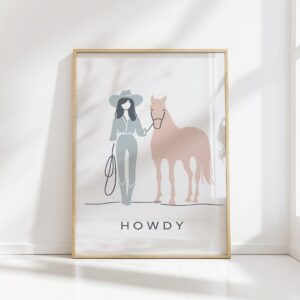 cowgirl horse howdy minimalist art print