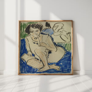 crouching with book 1908 1909 ernst ludwig kirchner high quality print