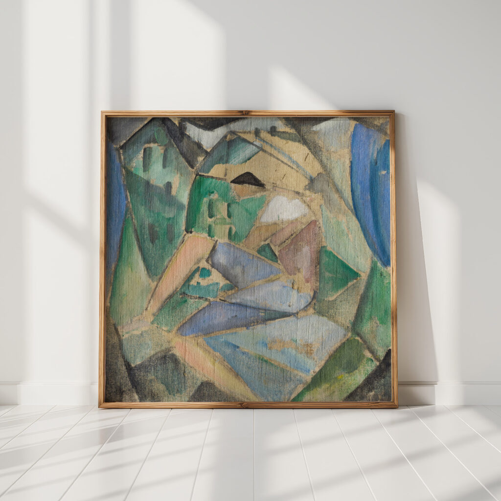 cubist figure with houses 1913 hermann stenner high quality print