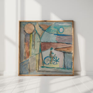 cyclist against a landscape background 1934 sasza blonder high quality print
