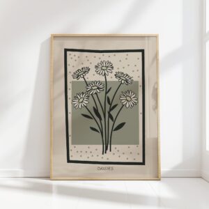 daisy bouquet mid century print simple elegance