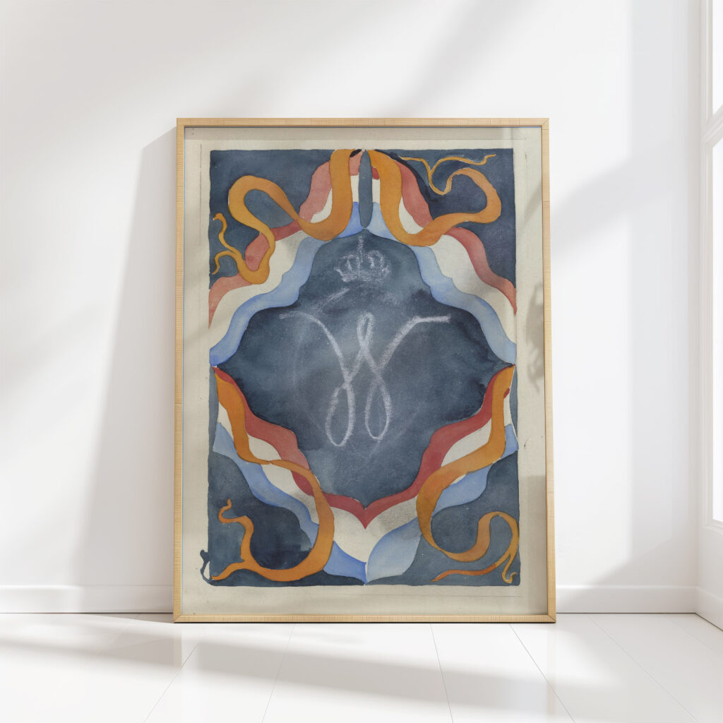 decorative design with crowned w and national colors 1874 1945 carel adolph lion cachet high quality print