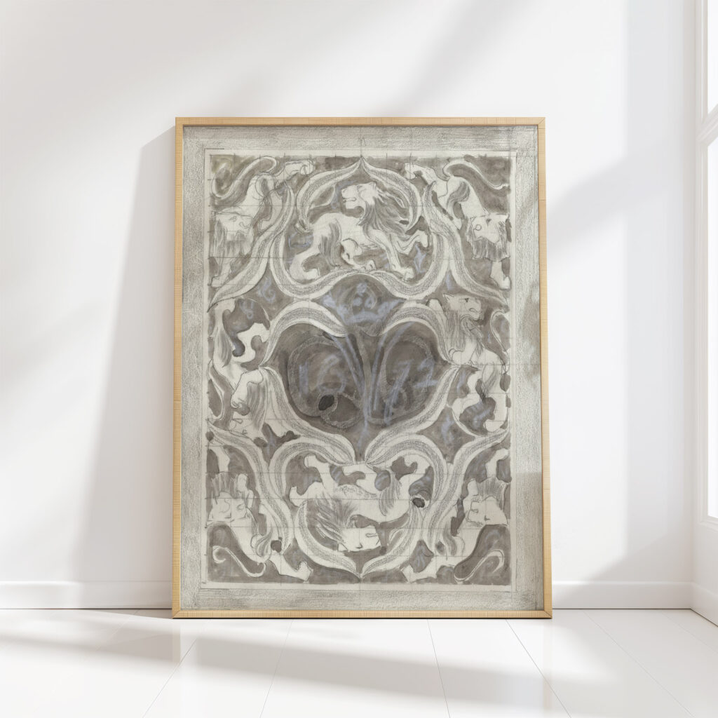 decorative design with lions 1 1874 carel adolph lion cachet high quality print