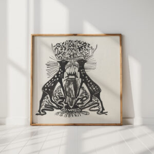 decorative design with two standing deer 1874 carel adolph lion cachet high quality print