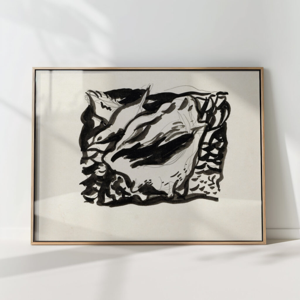 design for a vignette shell and seagull 1891 leo gestel high quality print