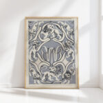 design for an ex libris with monogram and lions 1 1874 carel adolph lion cachet high quality print