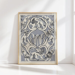 design for an ex libris with monogram and lions 1 1874 carel adolph lion cachet high quality print