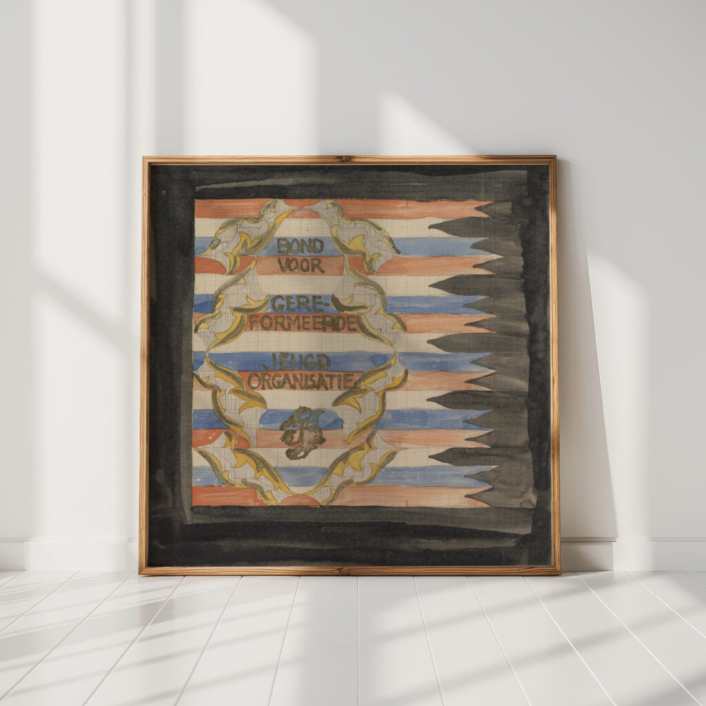 design for banner of the bond for reformed youth organization 1874 carel adolph lion cachet high quality print