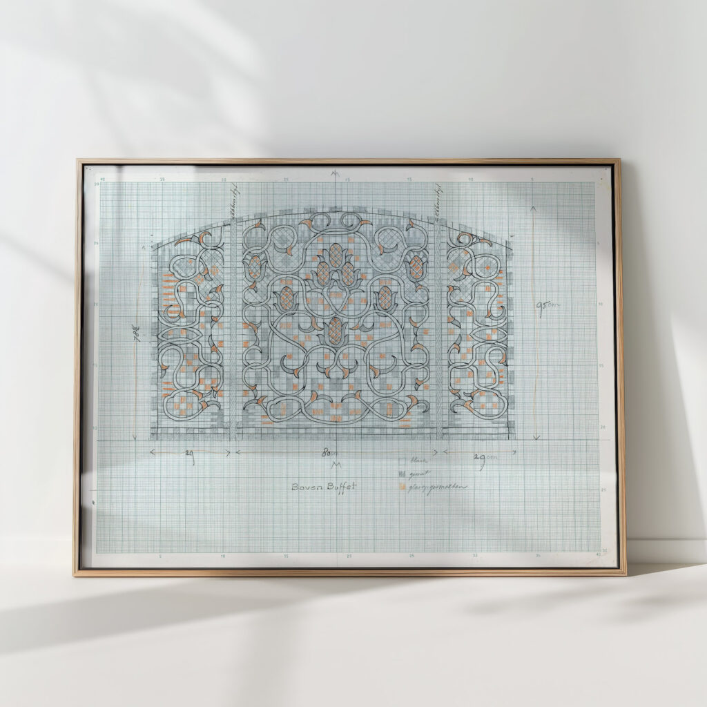 design for decorative glass panel with floral ornament 1874 carel adolph lion cachet high quality print