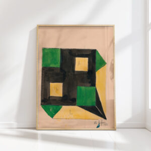 design for tablecloth with green and yellow squares on black ground 1911 unknown high quality print