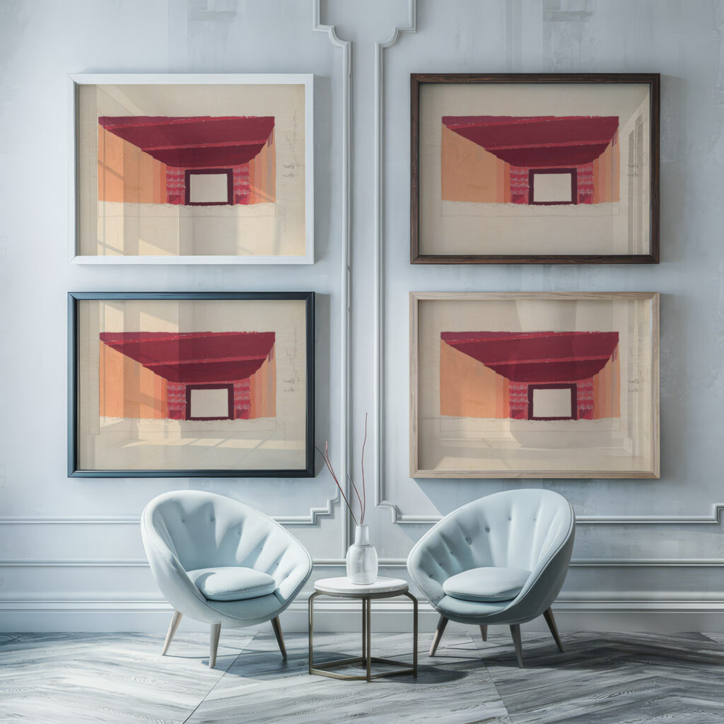 design proposals for puck theater new york nyinterior perspective study 1941 winold reiss framed posters mockup