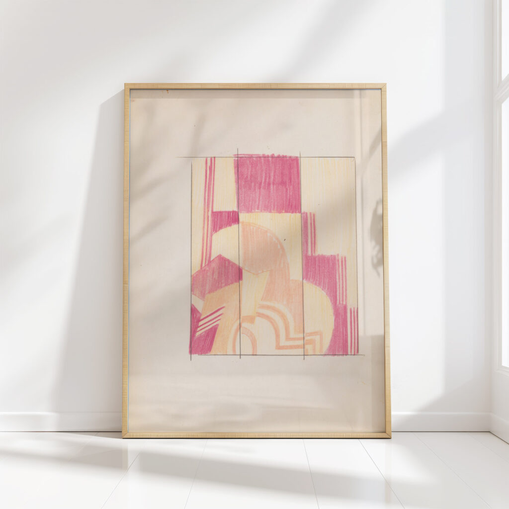 design sketches for stepped three panel painted decorative folding screens drawing of plans elevation and details 1925 winold reiss high quality print