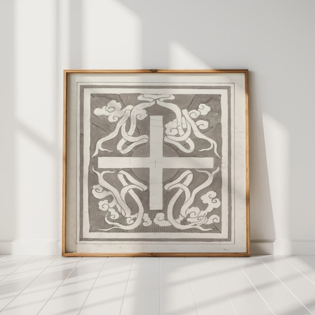 design with a cross 1874 carel adolph lion cachet high quality print