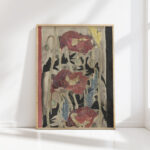 design with poppies for the edge of the tapestry view of the ponte vecchio in florence 1925 carel adolph lion cachet high quality print