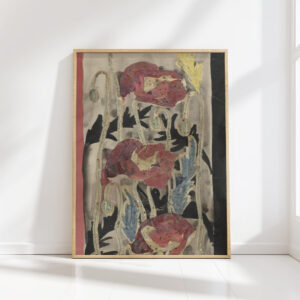 design with poppies for the edge of the tapestry view of the ponte vecchio in florence 1925 carel adolph lion cachet high quality print