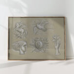 designs for a watermark on a banknote pegasus dove female head coat of arms and hand with a rose 1891 leo gestel high quality print