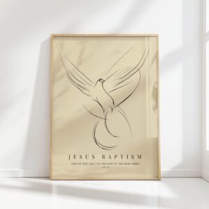 dove christian jesus baptism line art minimalist christian print