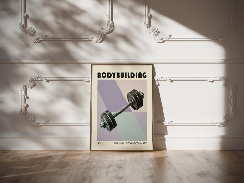 dumbbell mid century print geometric background