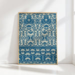 elegant blue and white floral artwork print