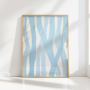 elegant blue curves abstract art print for decor