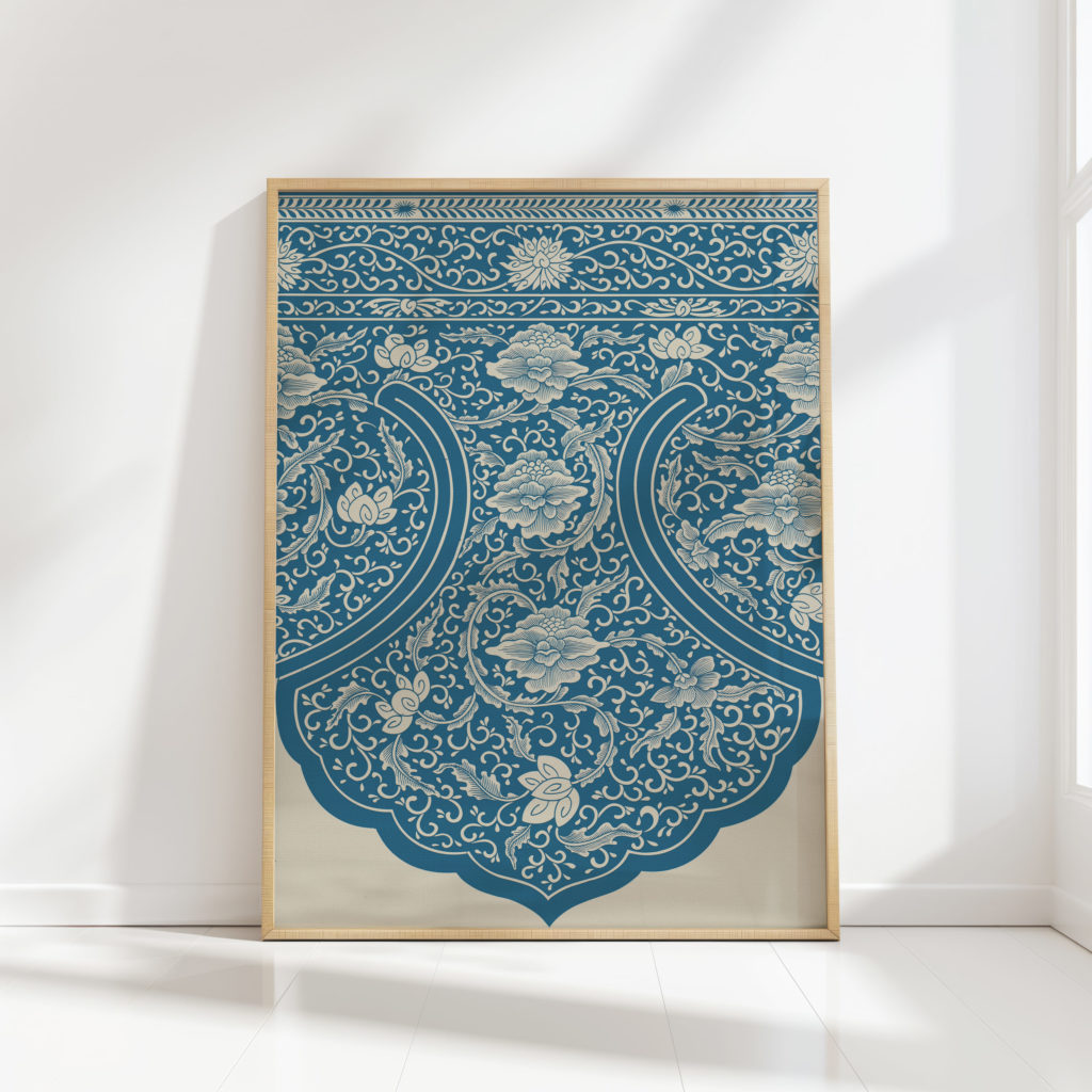 elegant blue floral art print for home decor