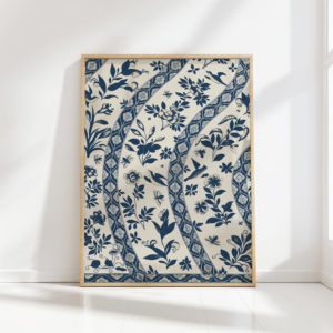 elegant floral blue art print for home decor