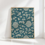 elegant floral pattern print in classic blue ivory