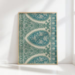 elegant teal cream floral art print for wall decor