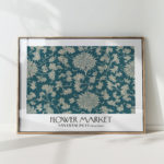 elegant teal floral art print for modern home decor