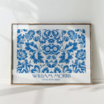 elegant william morris blue floral art print for home