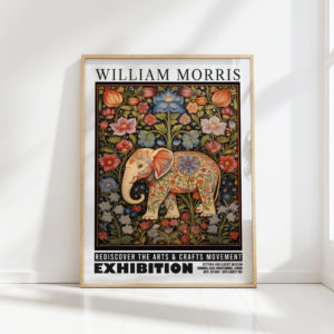 elephant william morris print floral poster