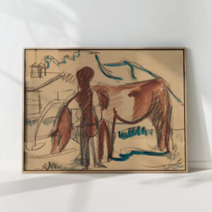 farmer and drinking cow 1924 ernst ludwig kirchner high quality print