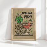 feeling lucky typography print retro casino design