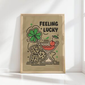 feeling lucky typography print retro casino design