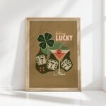 feeling lucky typography print retro casino elements