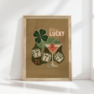 feeling lucky typography print retro casino elements