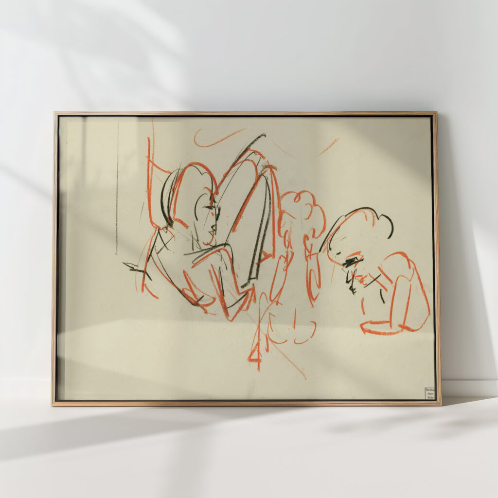 figural sketch three persons 1925 albert muller high quality print