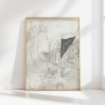 figure with long hair and a crown on the head in profile to the right 1943 12 24 samuel jessurun de mesquita high quality print