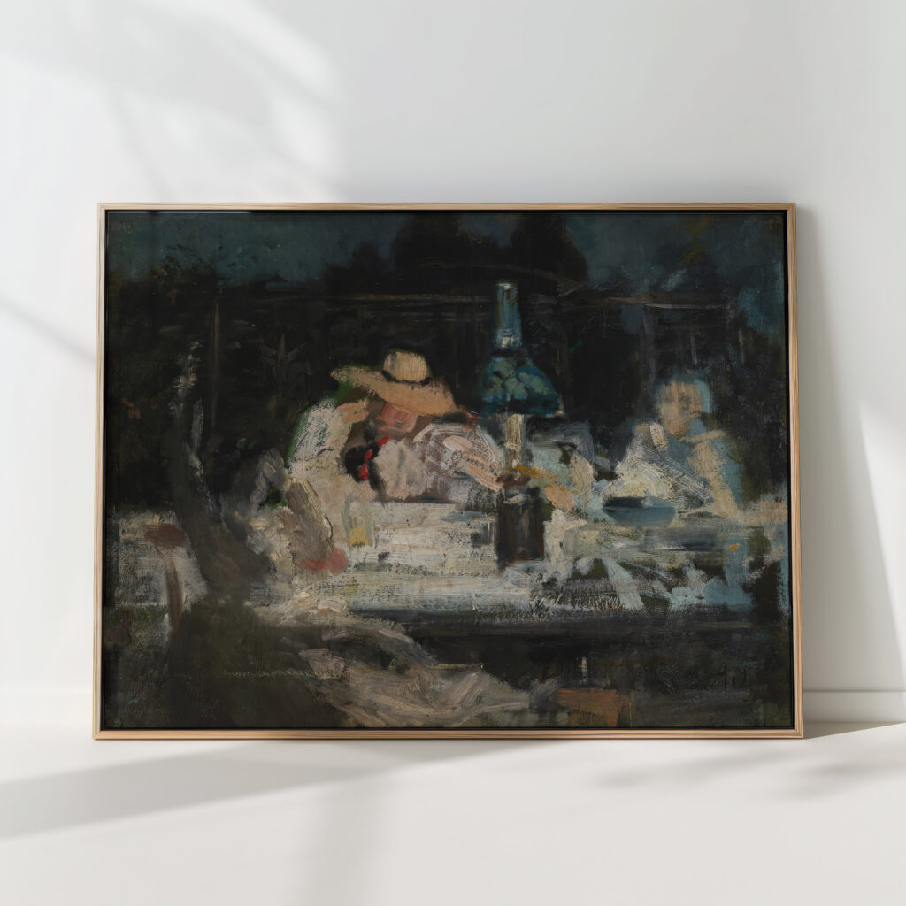 figures seated around a lamp alexandre falguiere high quality print
