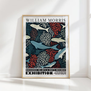fish william morris print floral poster