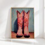 floral cowgirl boot print preppy wall art